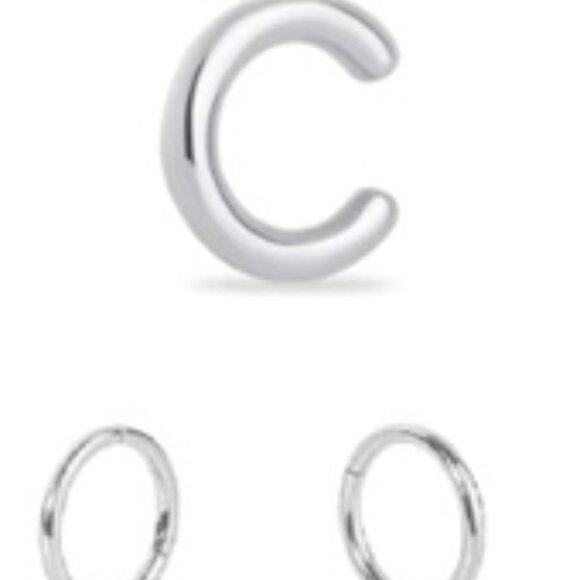 MIA 10mm hoops and 1 ear cuff. Stainless steel - stays silver forever! - NWT - Picture 6 of 6